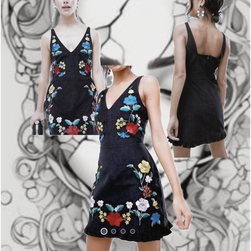❤️🩵ASOS Corduroy Embroidered Dress! Medium/8 Beautiful!New!Fun&Classy❤️💎